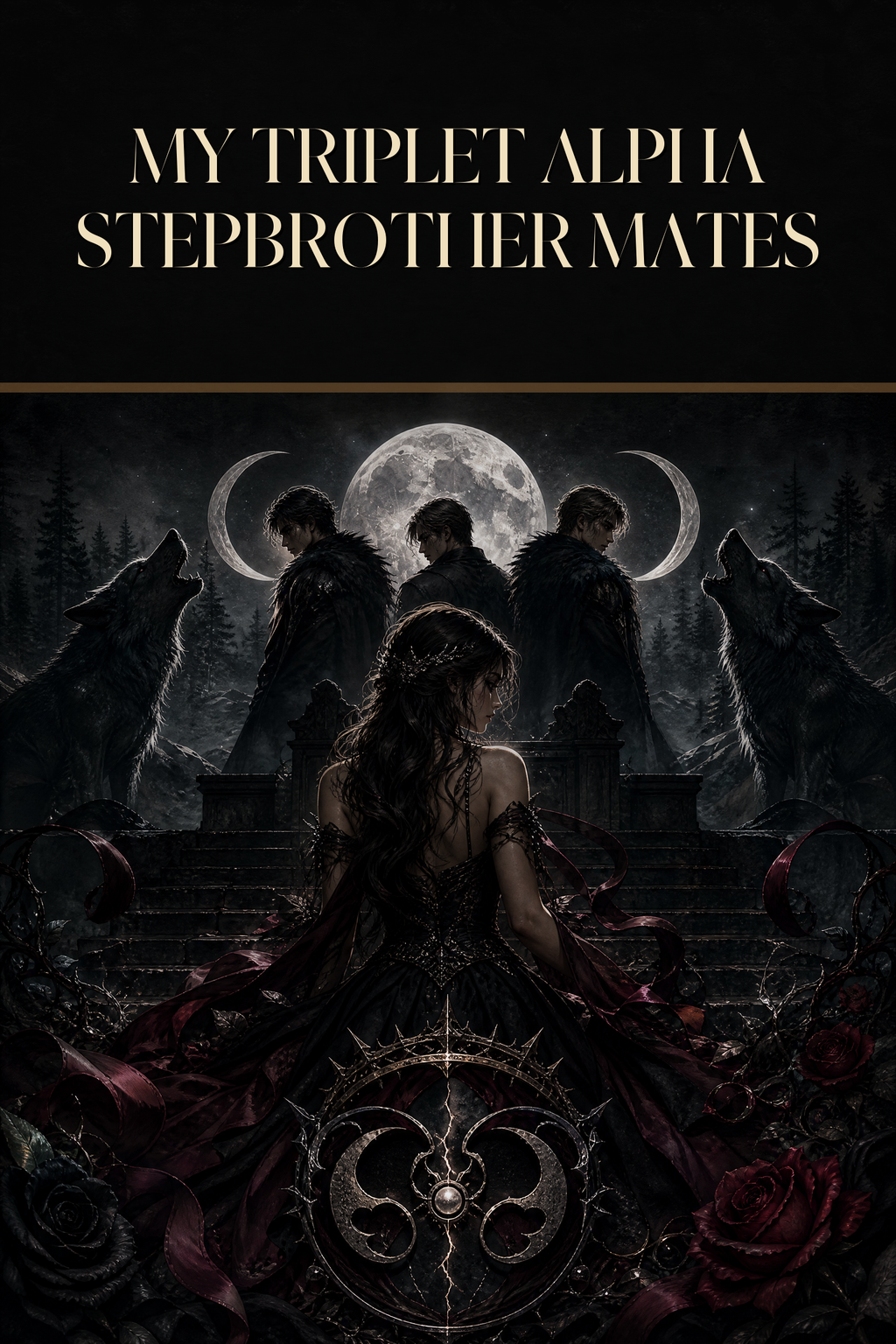 My Triplet Alpha Stepbrother Mates - Blackcrest Books cover art