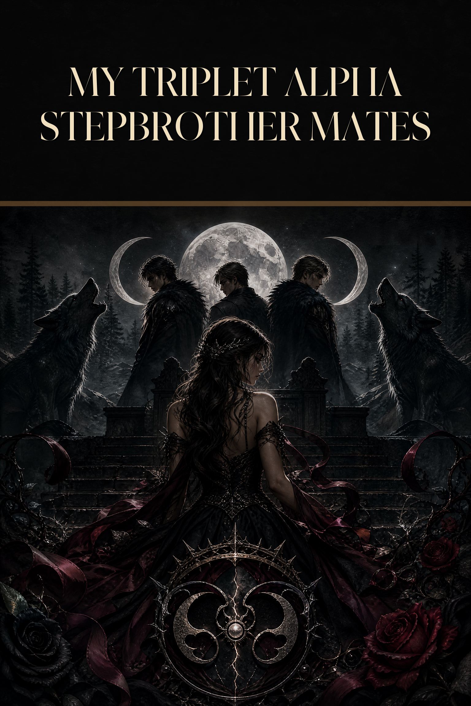 My Triplet Alpha Stepbrother Mates - Blackcrest Books cover art
