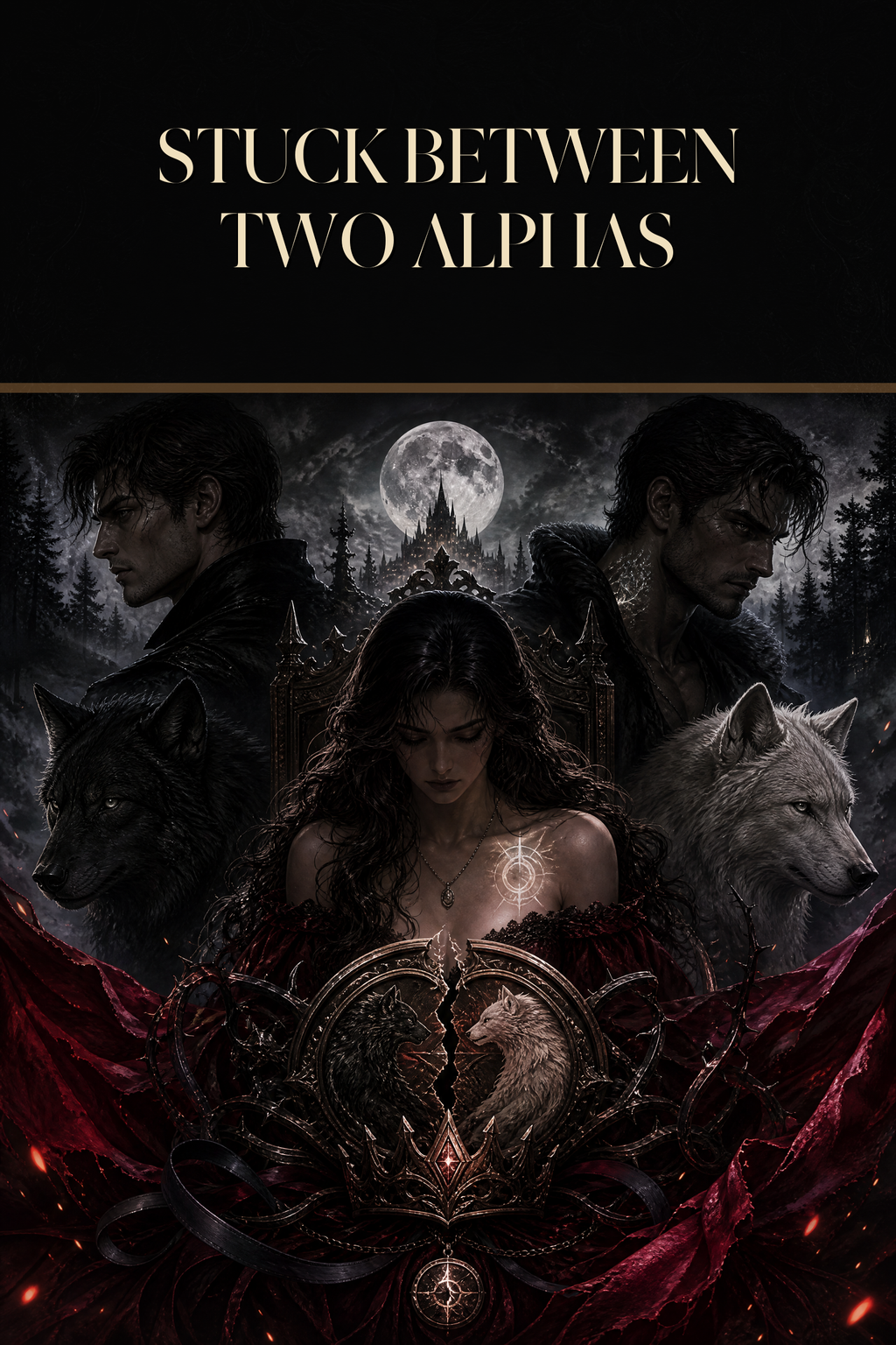 Stuck Between Two Alphas - Blackcrest Books cover art
