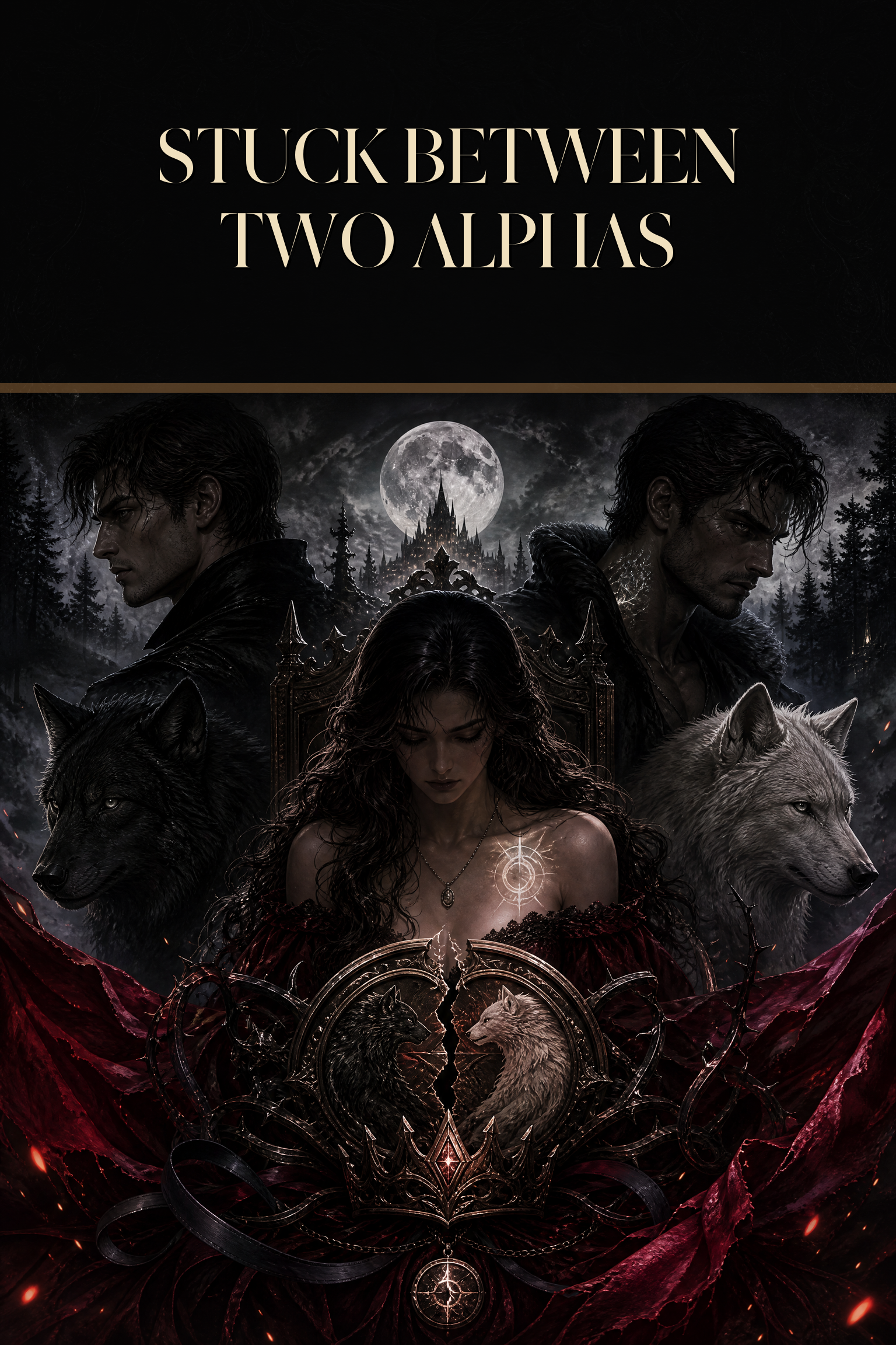 Stuck Between Two Alphas - Blackcrest Books cover art