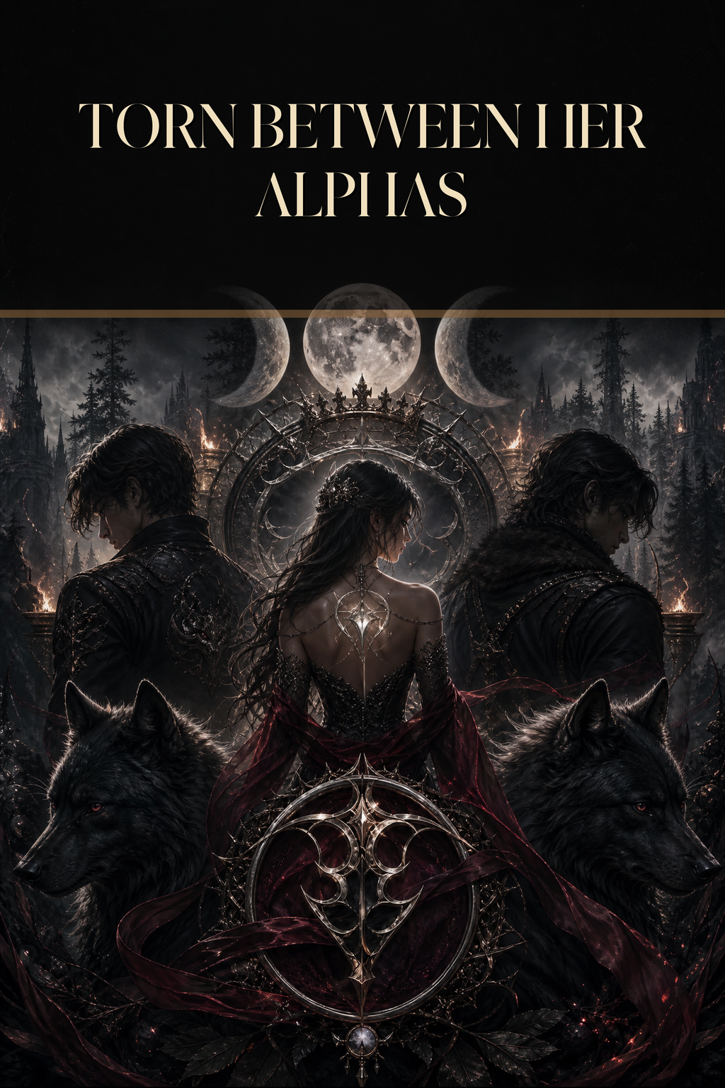 Torn Between Her Alphas - Blackcrest Books cover art