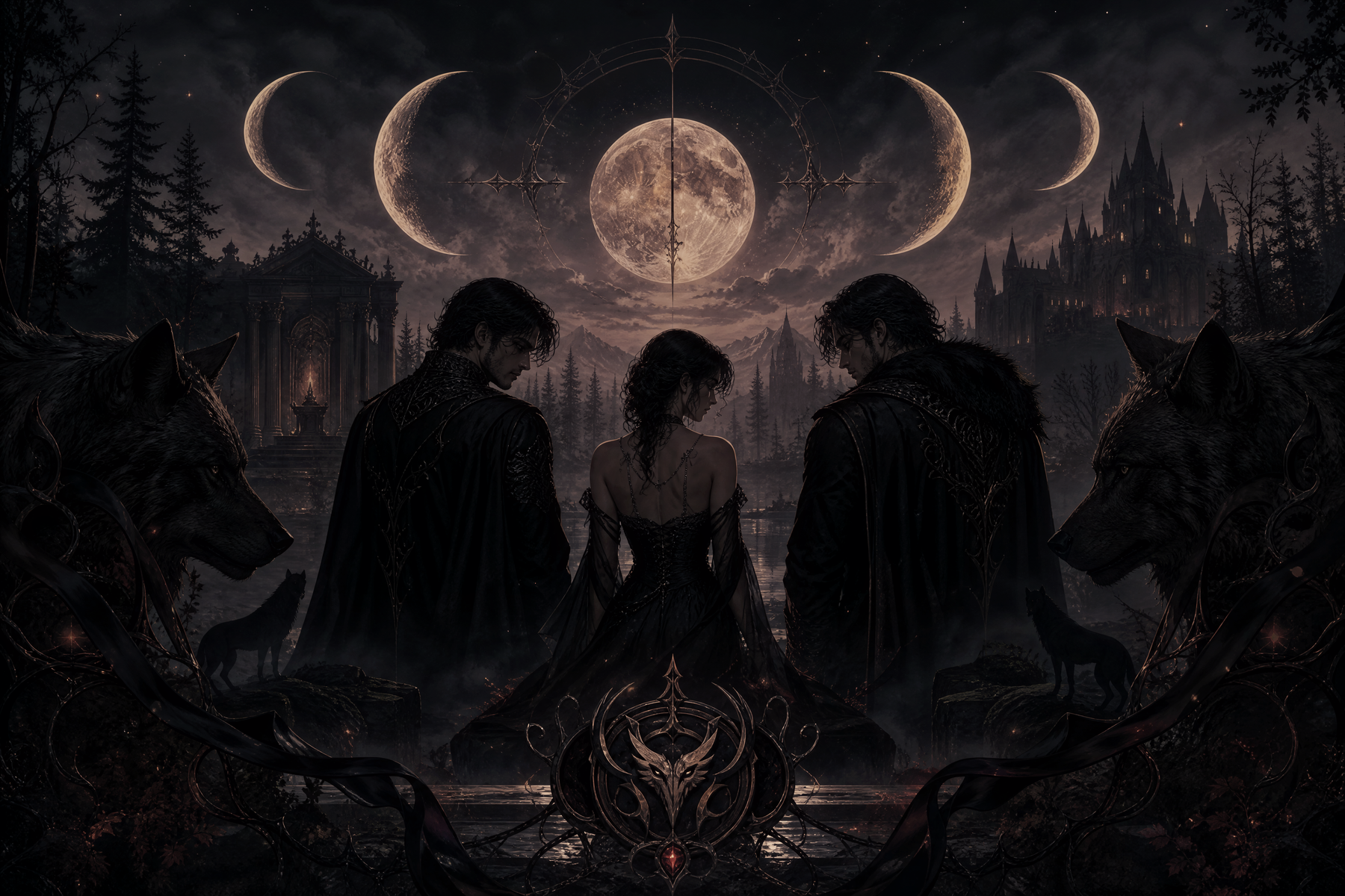 Torn Between Her Alphas - Blackcrest Books mood artwork